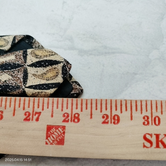 Pavone  Silk Necktie Patterned Brown Black Gold Abstract Woven Tie Hand Made - Picture 9 of 10